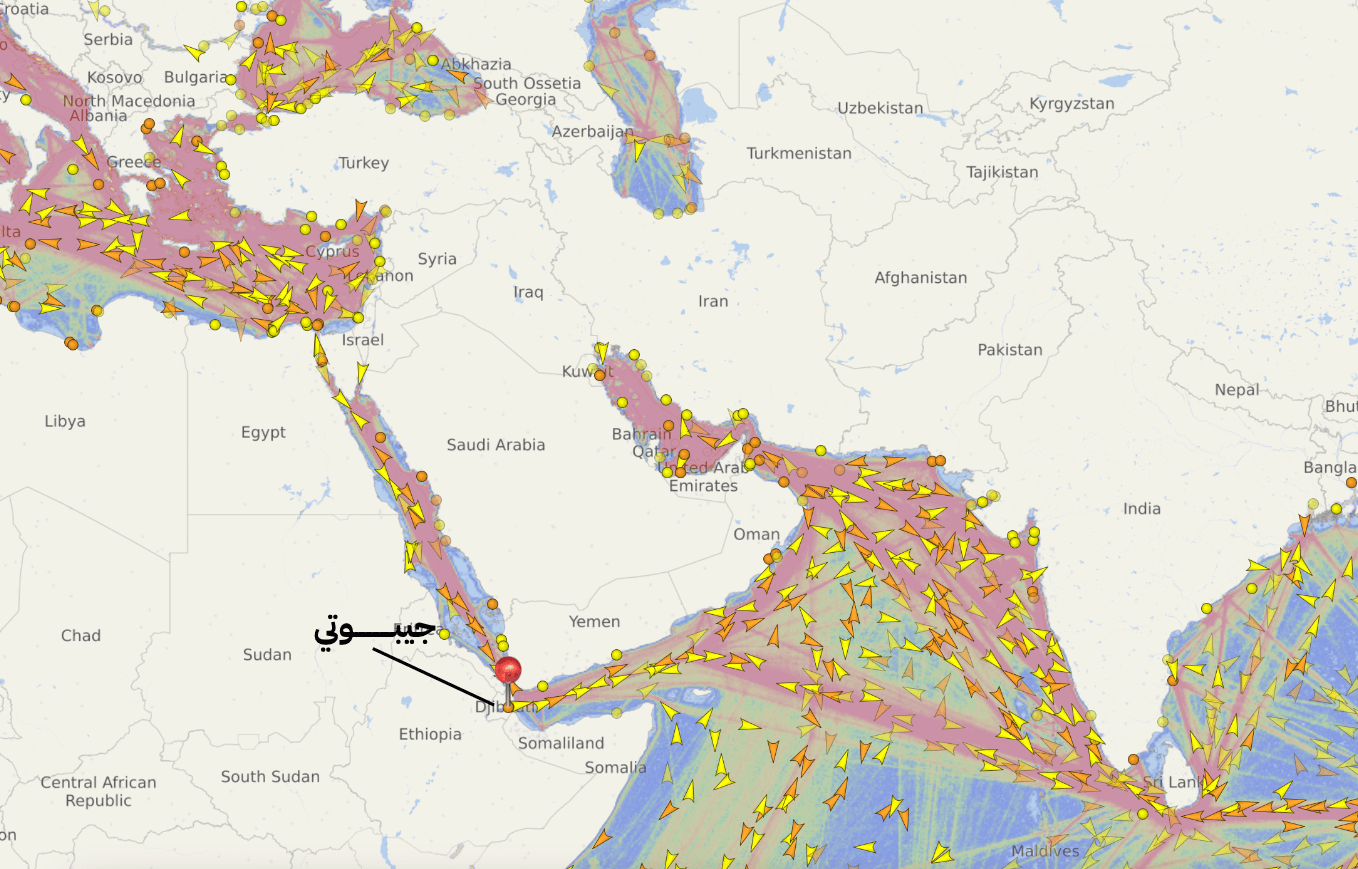 مسار الشحن البحري مرورا بجيبوتي