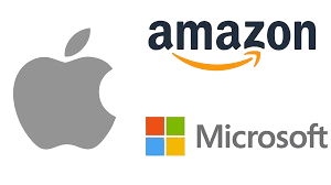 apple , amazon and microsoft logo