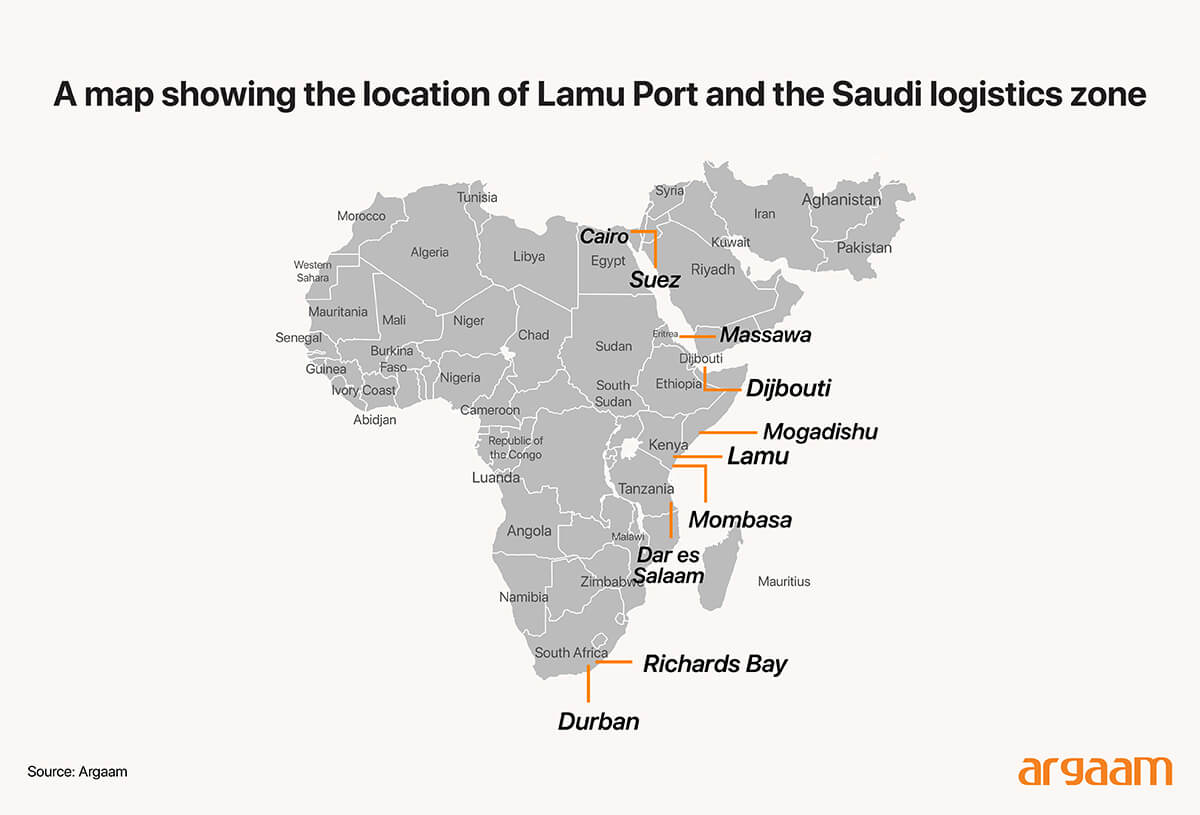 location of lamu prot and the saudi logistics